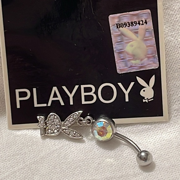 PLAYBOY Navel Ring Clear Rhinestones Silver, 14G, 316L - Item# B09389424 - Picture 12 of 17